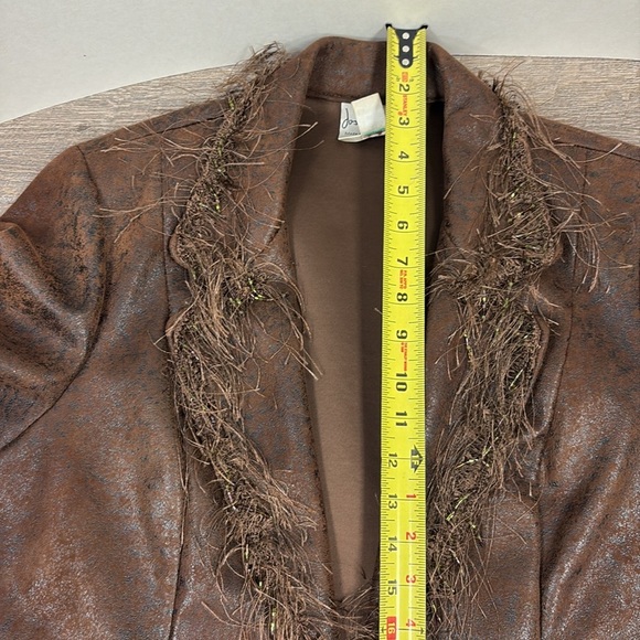 Joseph Ribkoff FABULOUS FRINGE Faux Leather Beaded Fringe Trimmed Jacket Size 14 - Picture 11 of 12